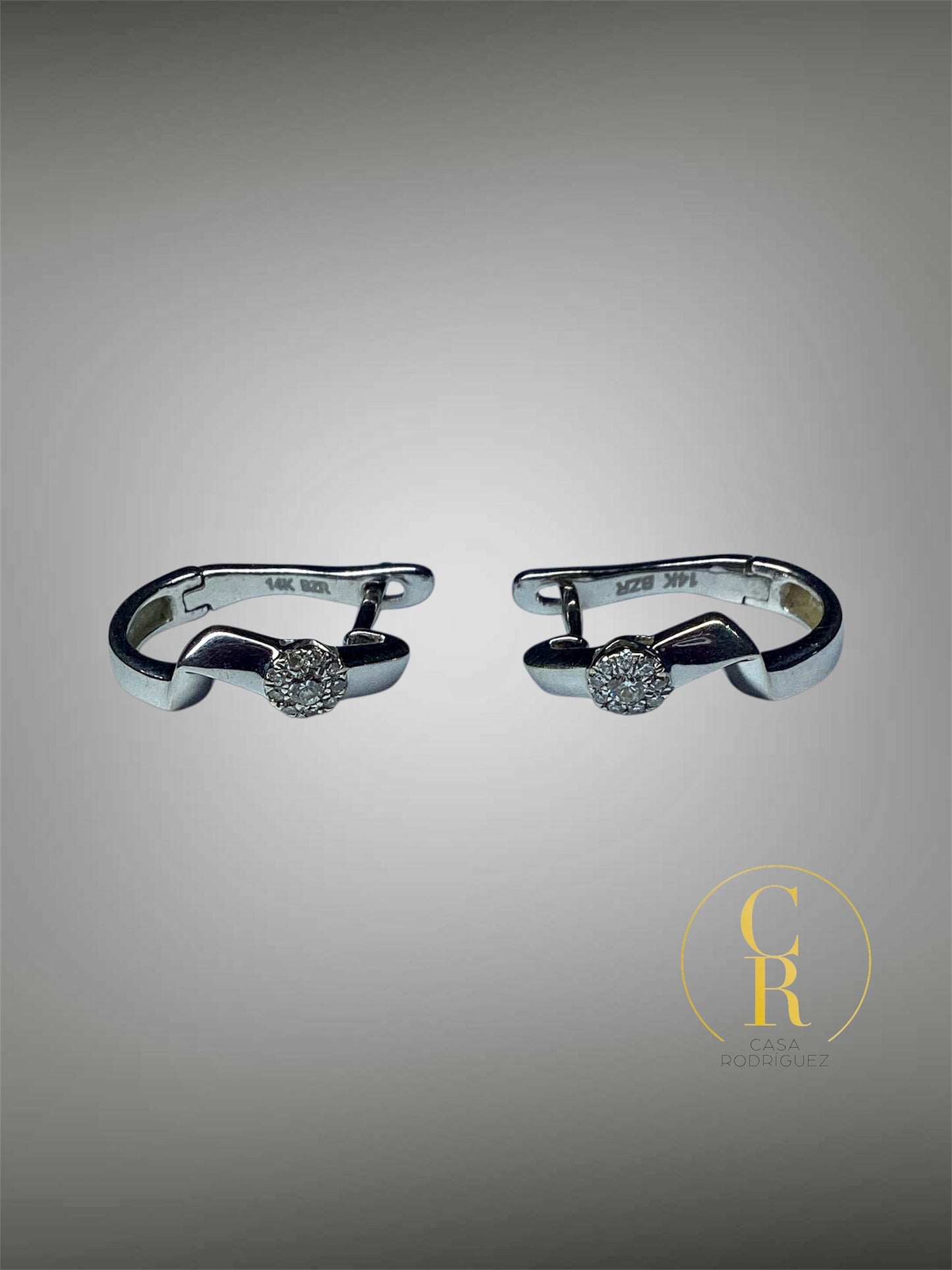 Aretes Bizzarro Oro 14k y Diamantes
