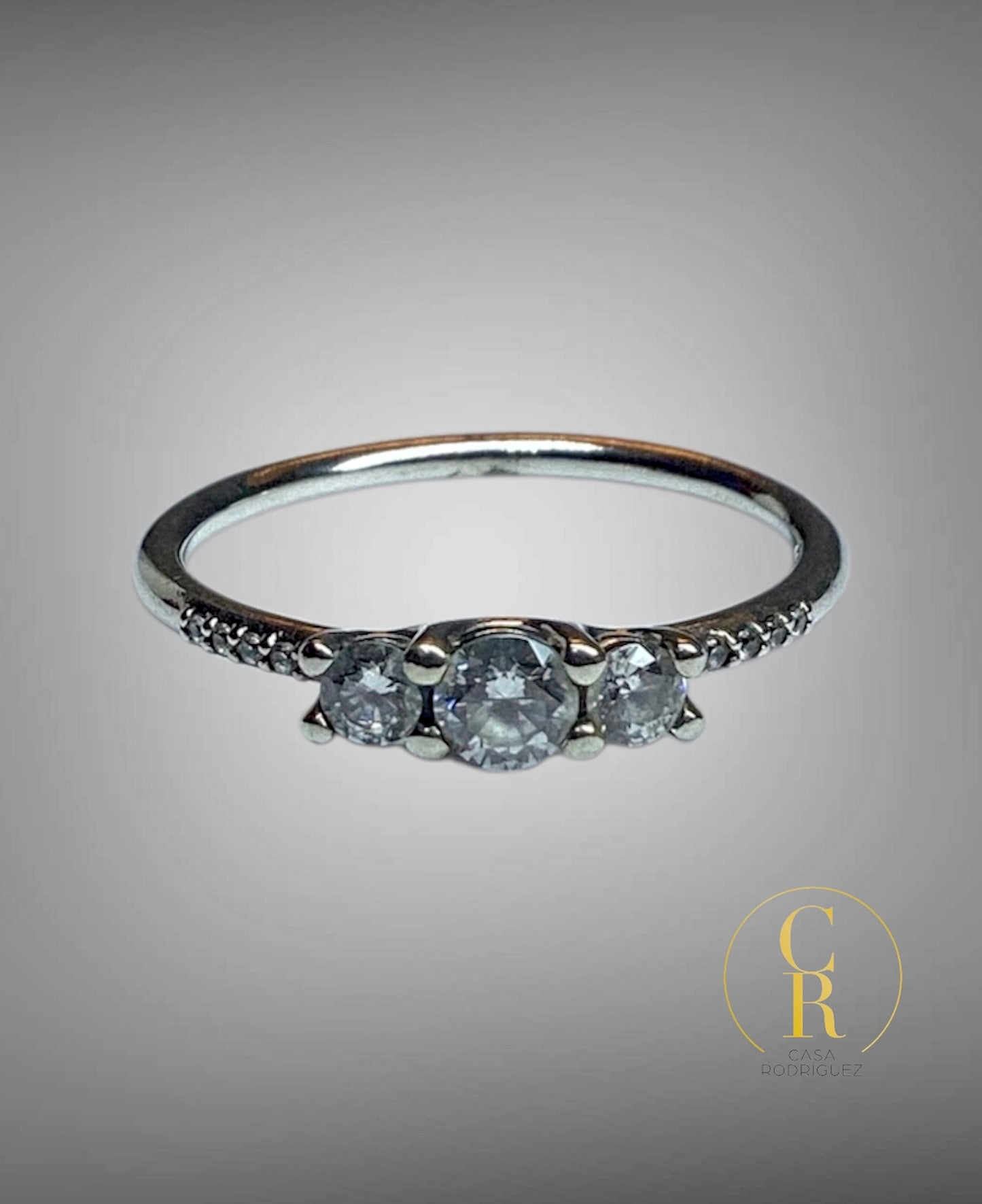 Anillo Pandora 3 Piedras Plata