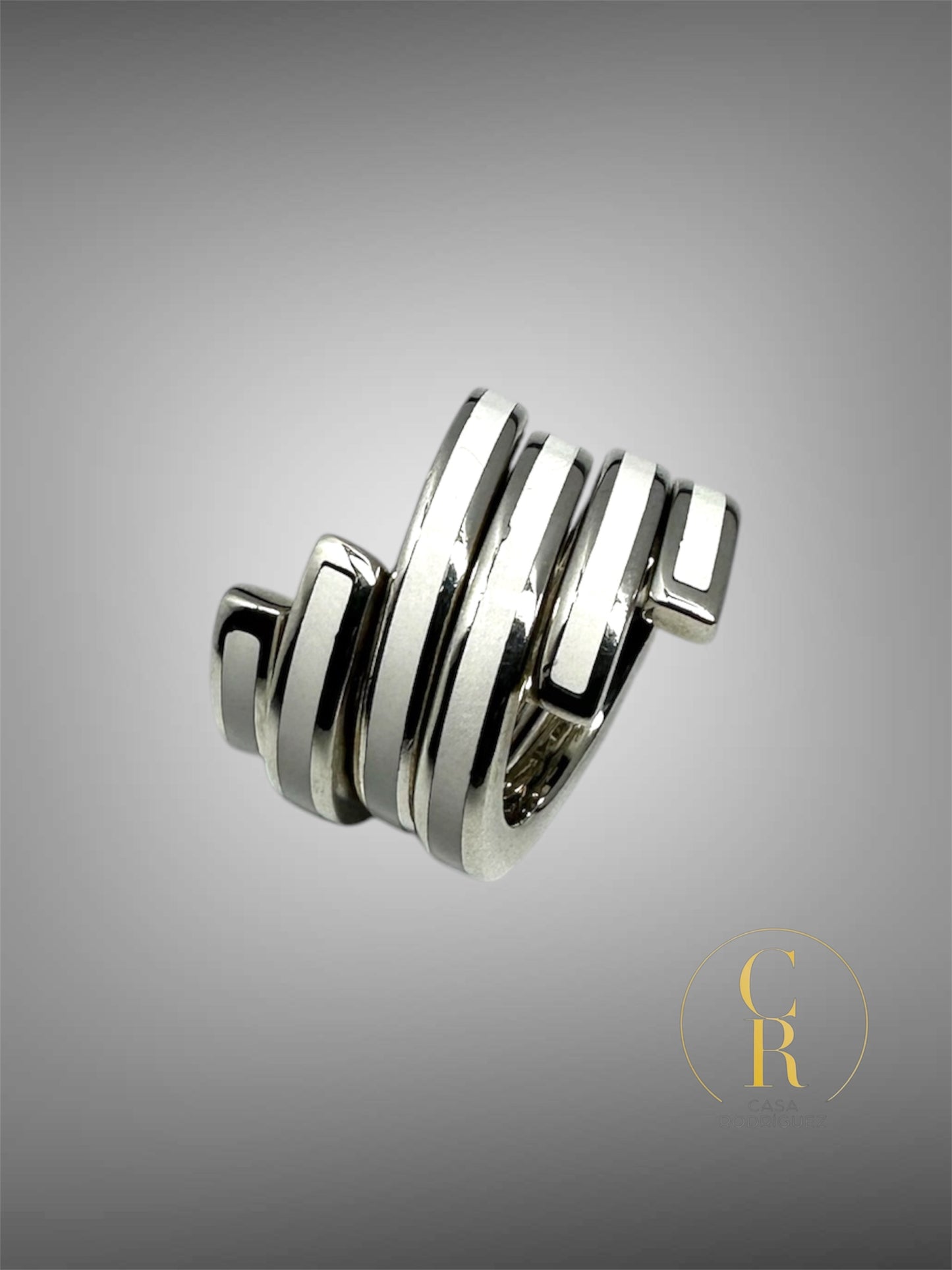 Anillo Tane Espiral Entrelazado Blanco