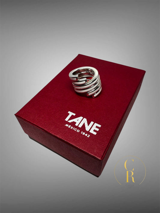 Anillo Tane Espiral Entrelazado Blanco