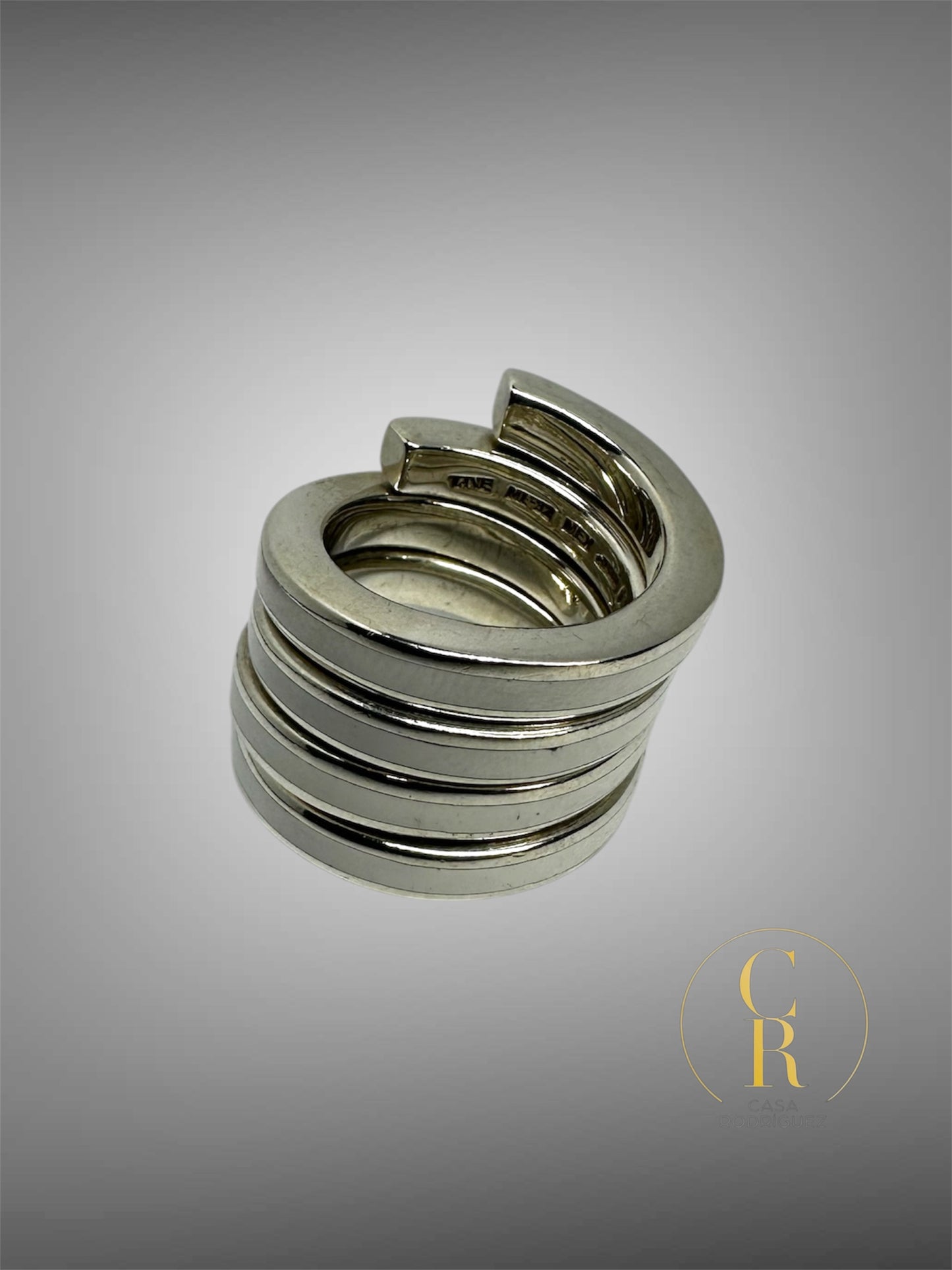 Anillo Tane Espiral Entrelazado Blanco