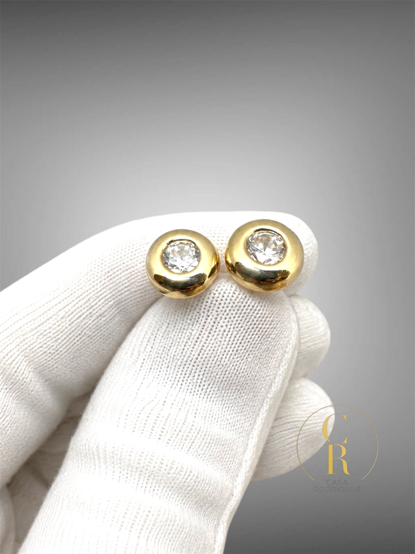 Aretes Circulares con Diamantes y Oro 14k