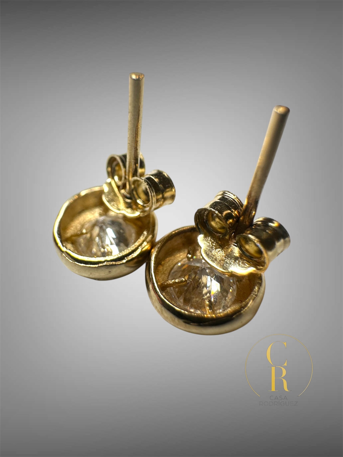 Aretes Circulares con Diamantes y Oro 14k