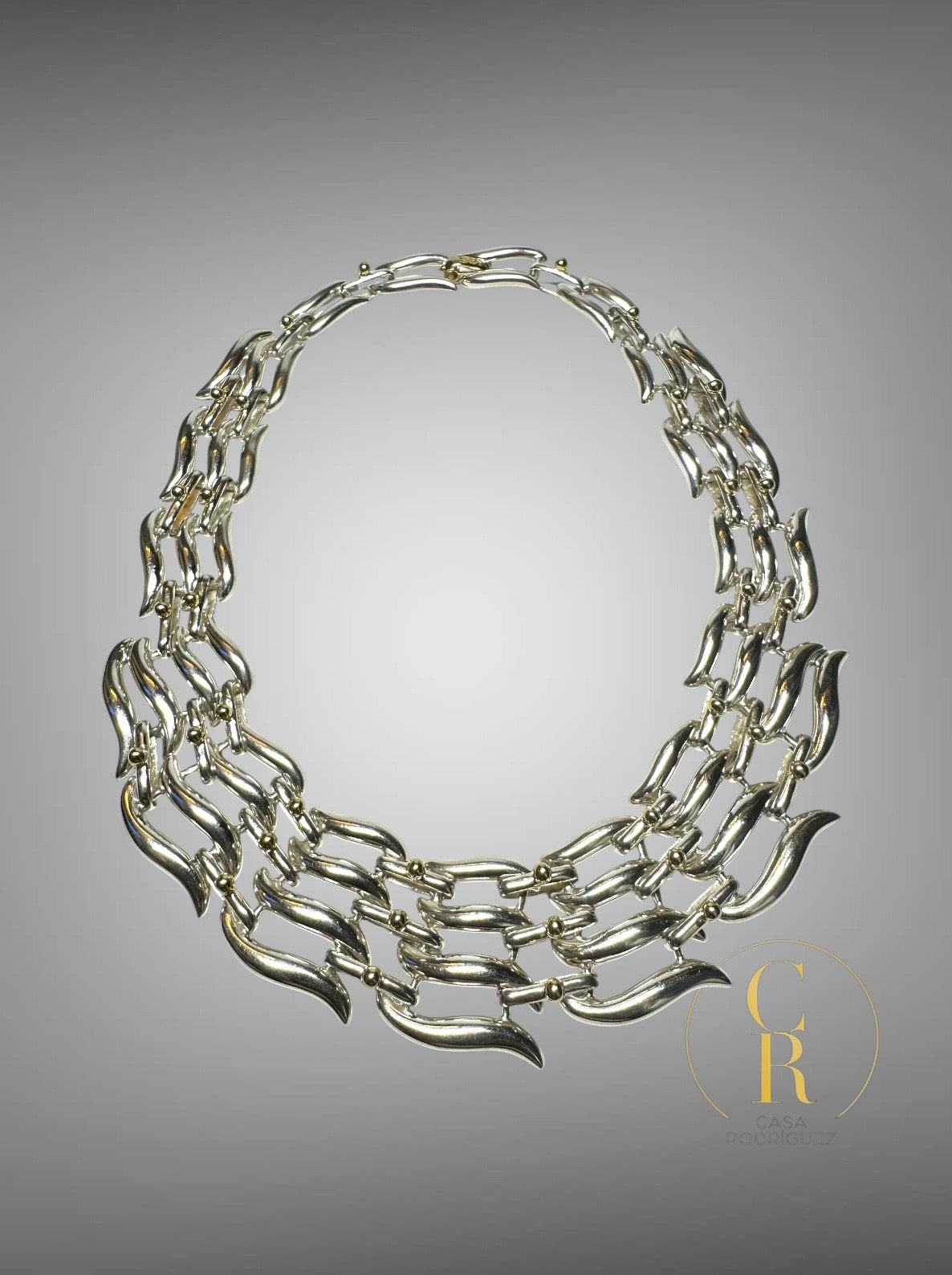 Collar Tane Ondas y Cuentas Vermeil.