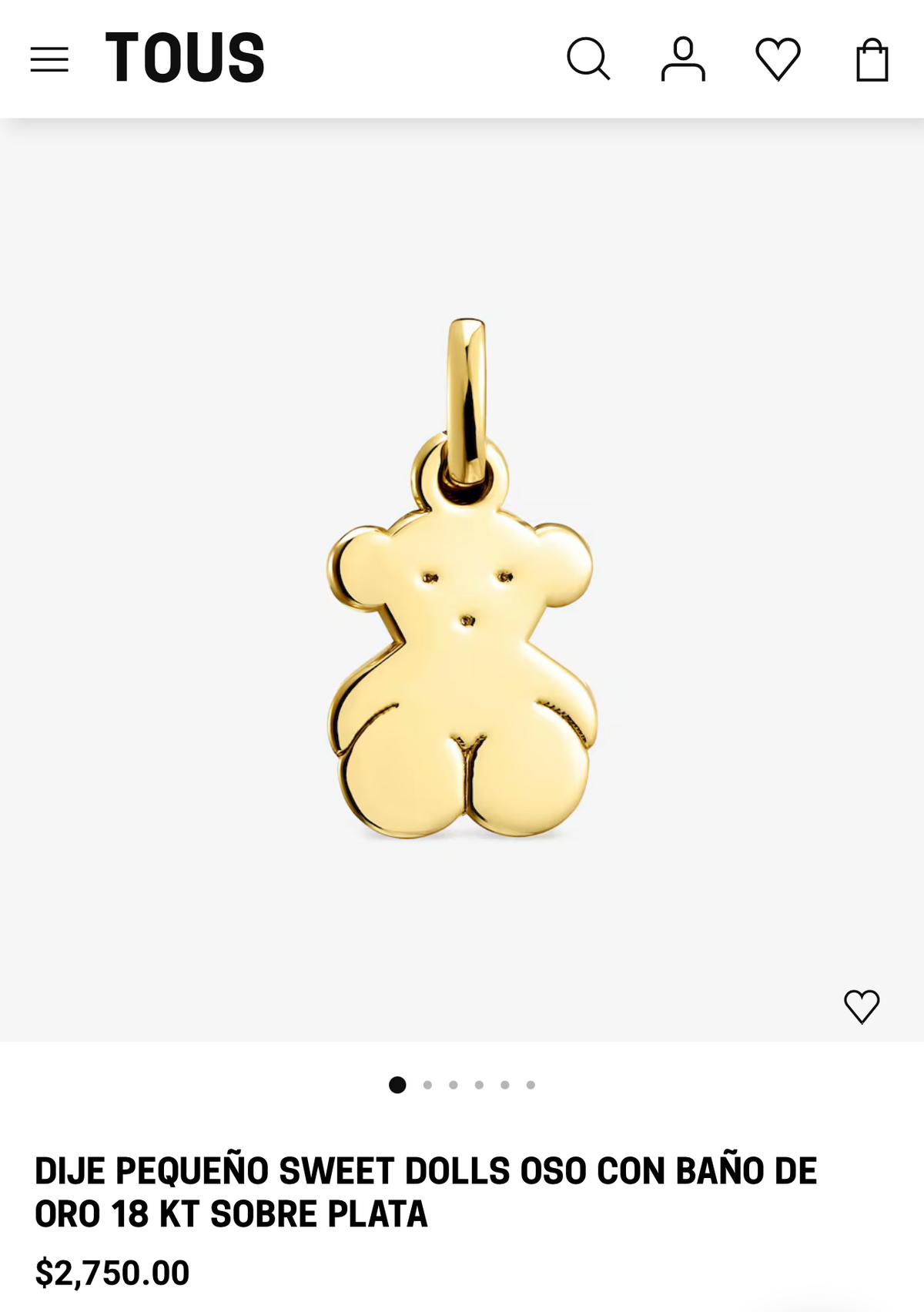 Dije Tous Sweet Dolls Vermeil