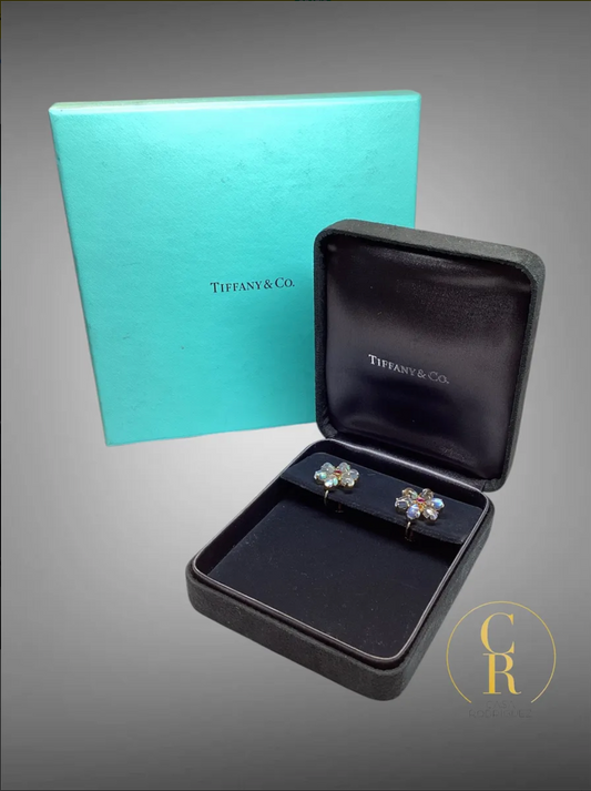 Aretes Tiffany & Co. Flor Con Cuarzo Vintage