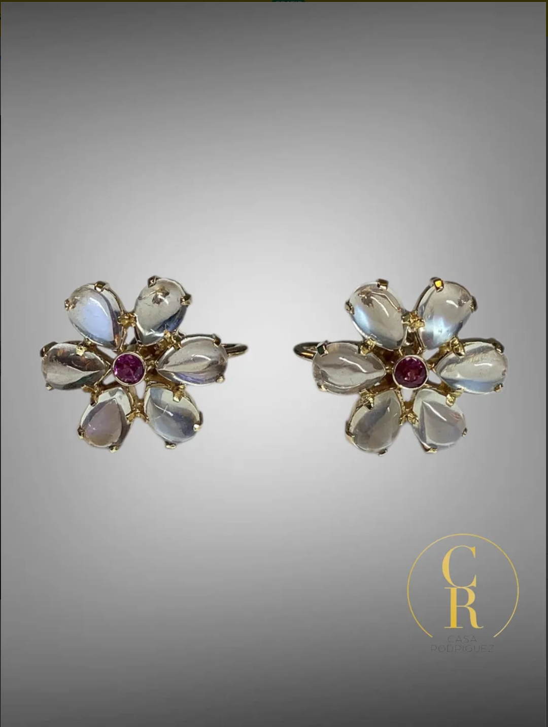 Aretes Tiffany & Co. Flor Con Cuarzo Vintage