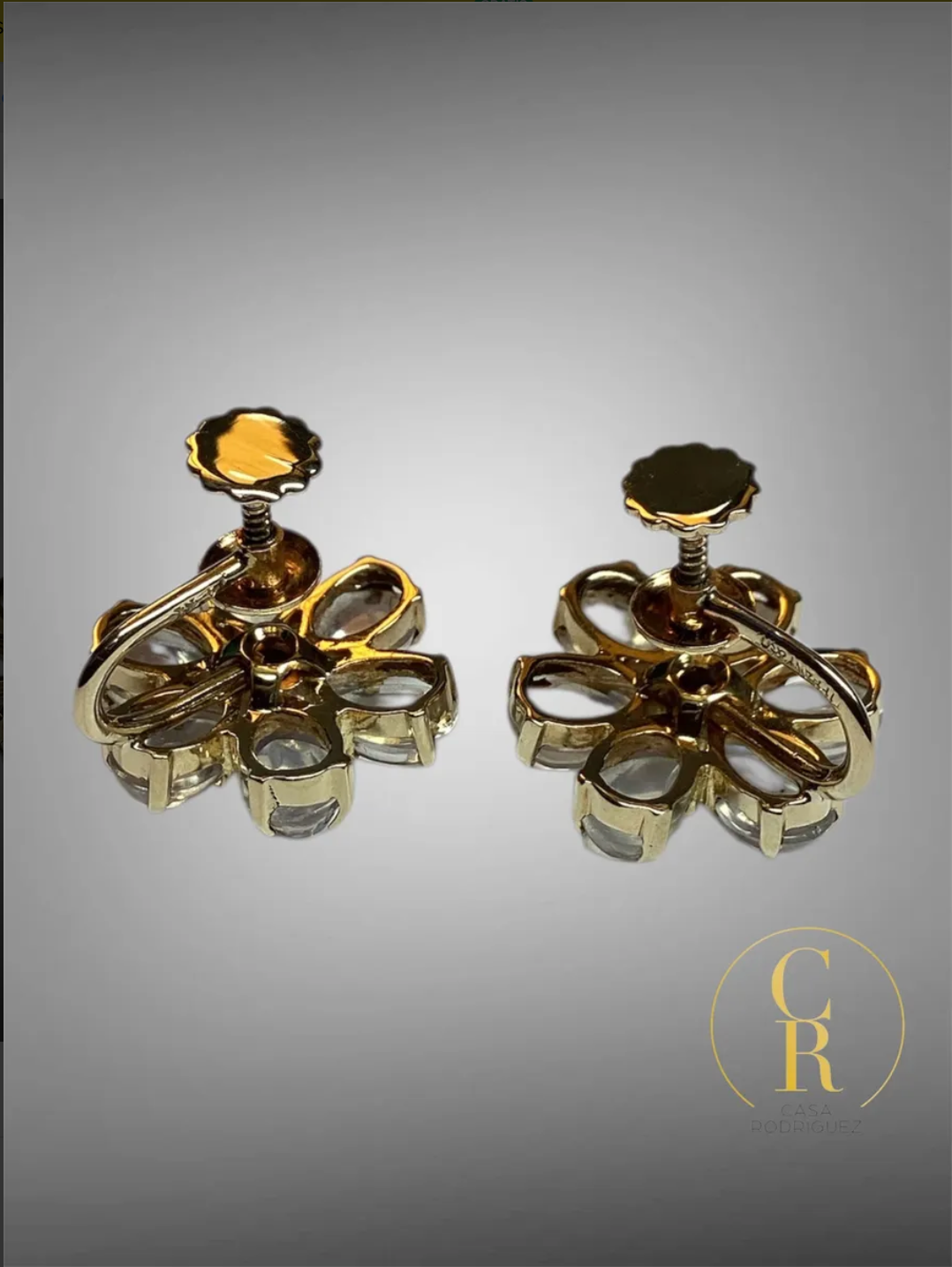 Aretes Tiffany & Co. Flor Con Cuarzo Vintage