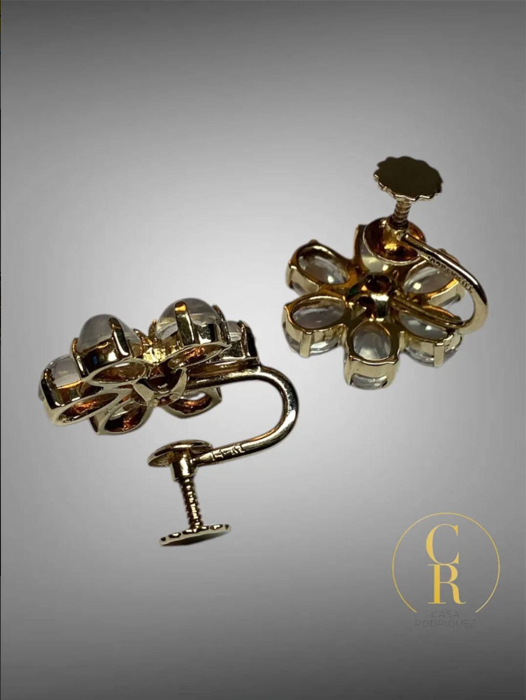 Aretes Tiffany & Co. Flor Con Cuarzo Vintage