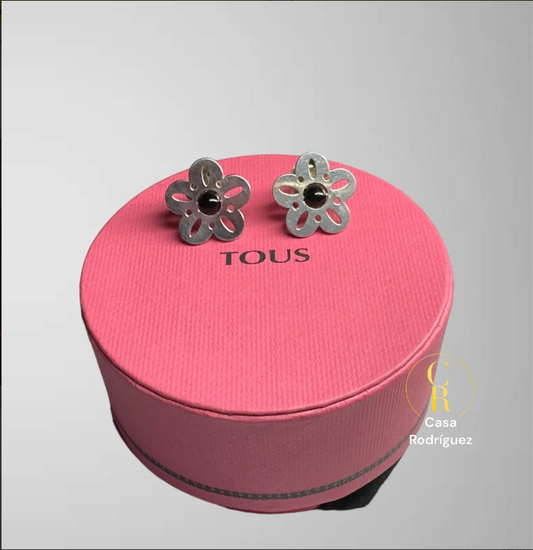 Aretes Tous Flor Piedra Negra