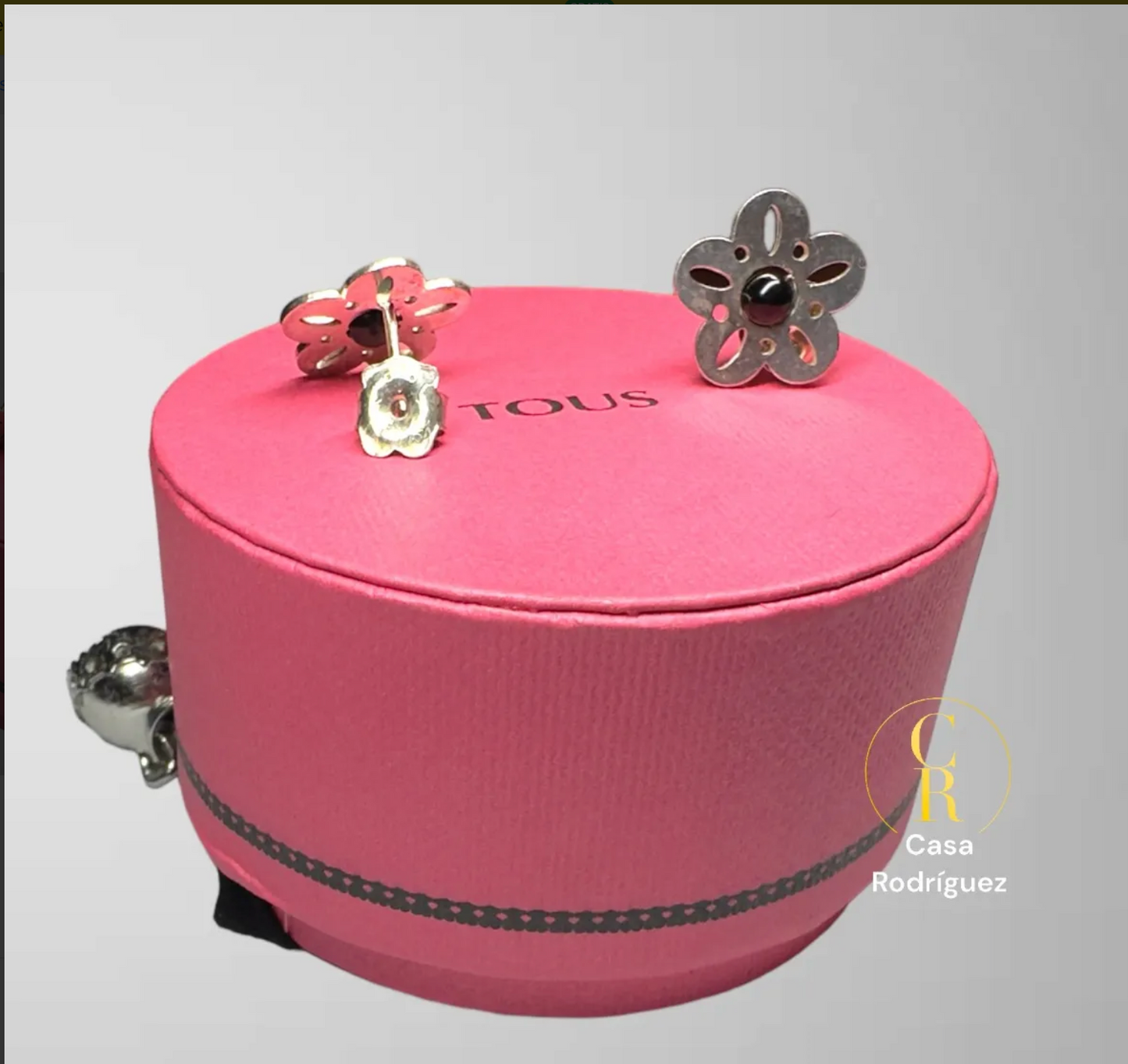 Aretes Tous Flor Piedra Negra