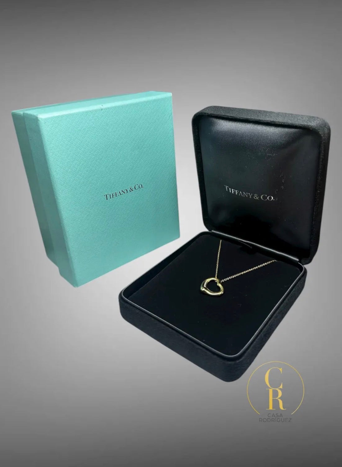 Collar Tiffany & Co. Elsa Peretti Corazón 5 Diamantes Au.750