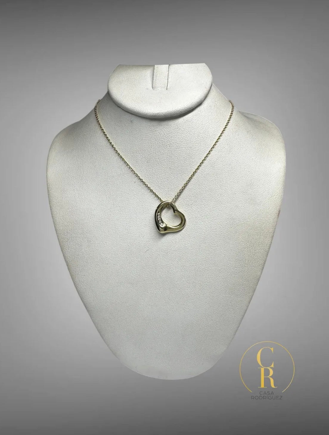 Collar Tiffany & Co. Elsa Peretti Corazón 5 Diamantes Au.750