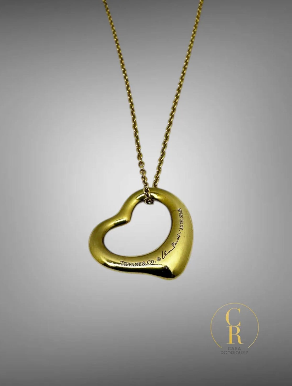 Collar Tiffany & Co. Elsa Peretti Corazón 5 Diamantes Au.750