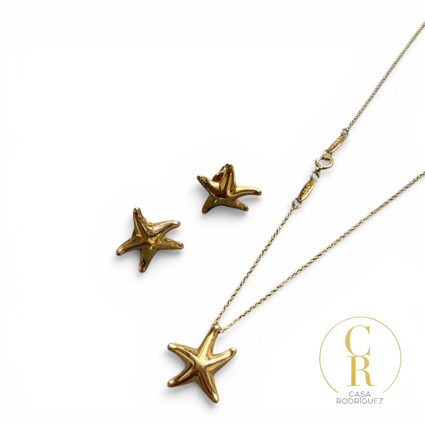 Conjunto collar y aretes Tiffany Starfish 18k