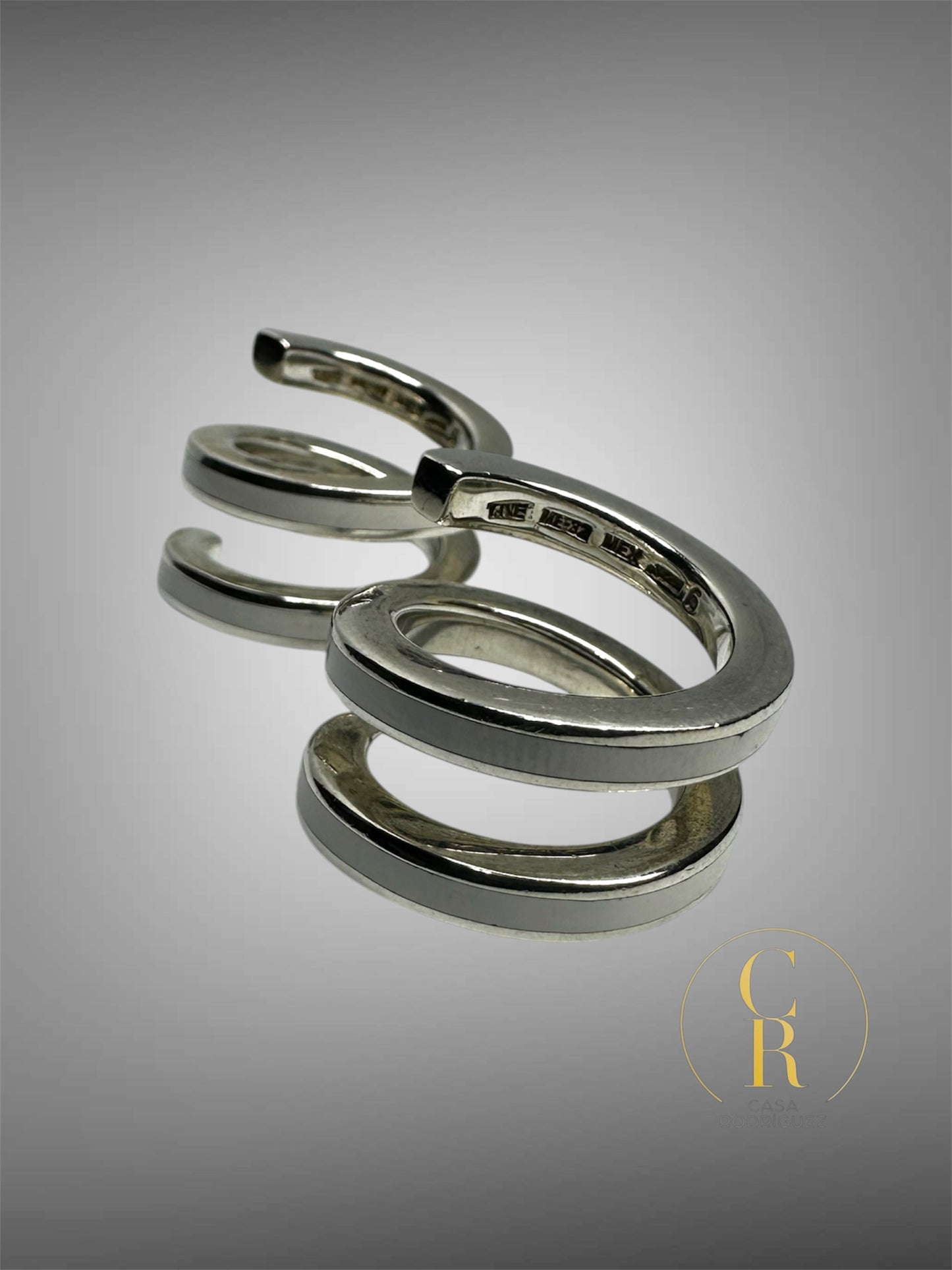 Anillo Tane Espiral Entrelazado Blanco